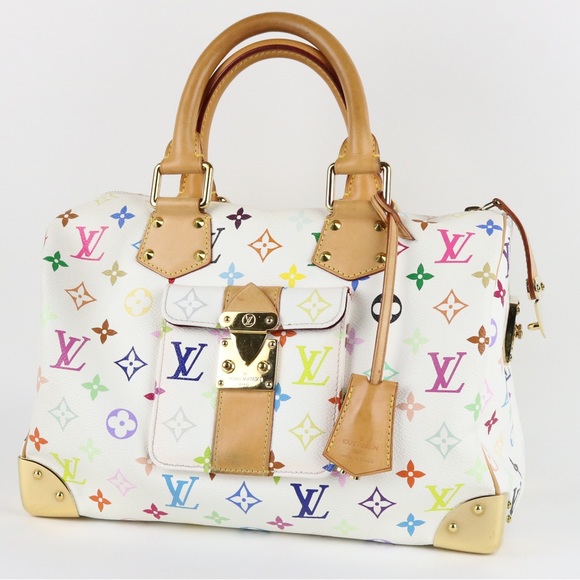 Louis Vuitton Multicolore Speedy 40 white Murakami bag satchel handbag  vintage